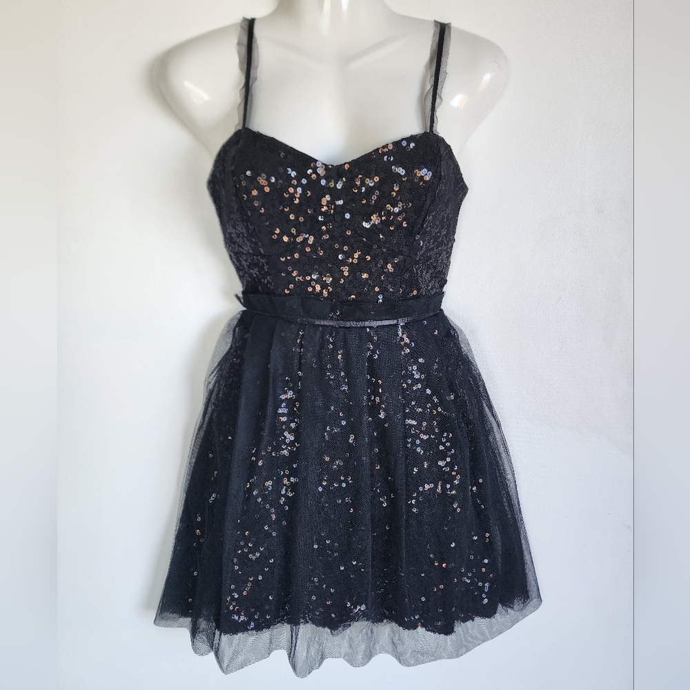 French Connection Black Mini Sequin Dress